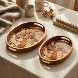 Wooden Tray Set 2 Pcs